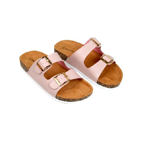 SANDALIA DAMA CUERINA 2 HEBILLAS 36-41 SUELA BLANCA