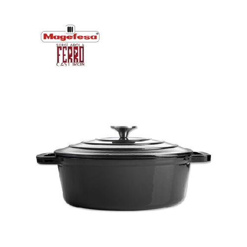 OLLA MAGEFESA HIERRO FUNDIDO OVAL CON TAPA 27 CM FERRO ECO NEGRO