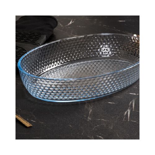 FUENTE VIDRIO TEMPLADO OVAL PUNTOS 34.8X24X6CM 3243CC BROART