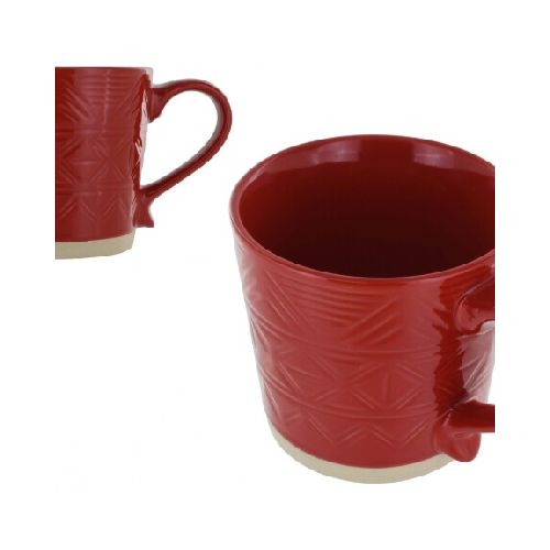 JARRA DESAYUNO CERAMICA ROJA C/LABRADO 10X9CM 400ML 24205