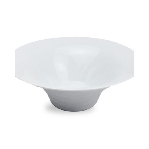 PLATO HONDO CERAMICA BCA LABRADO CIRCULOS T/BOWL 20.5X7CM 620 Q24 M12