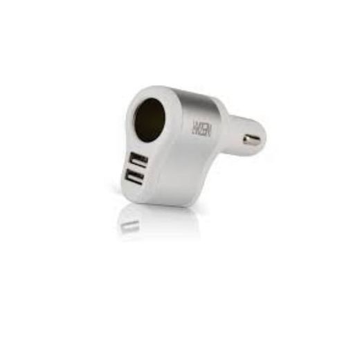 Cargador Auto U2 Wesdar Dual Usb/cigarette Whi/sil 